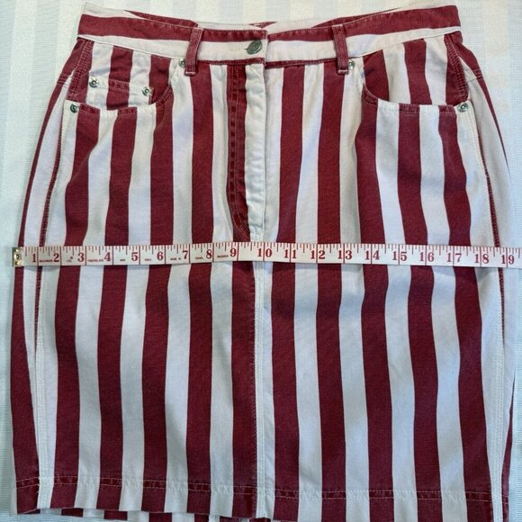 DKNY Jeans VTG Red & White Stripped Denim Short Skirt Sz 10 - Picture 5 of 12